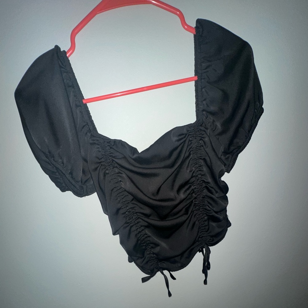 Silk puff sleeve top